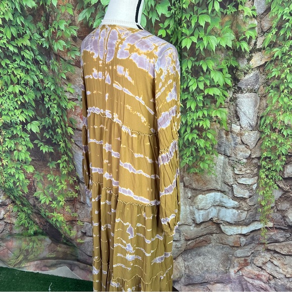 YOUNG, FABULOUS, AND BROKE Gold Batik Maxi Dress, S - Picture 7 of 10